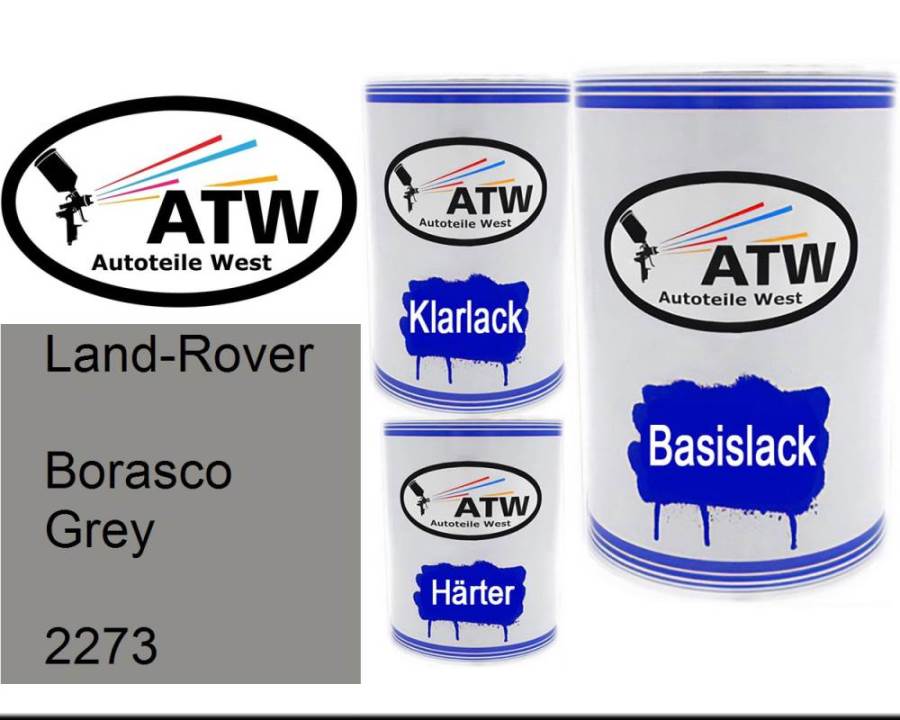 Land-Rover, Borasco Grey, 2273: 500ml Lackdose + 500ml Klarlack + 250ml Härter - Set, von ATW Autoteile West.